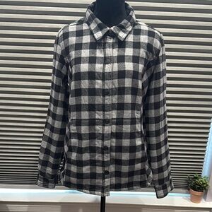 Black and Gray Utility Jacket with Classic Plaid Design